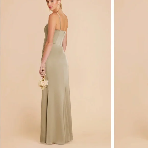 BIRDY GREY Anne Dress Matte Satin Moss Green - Picture 4 of 6